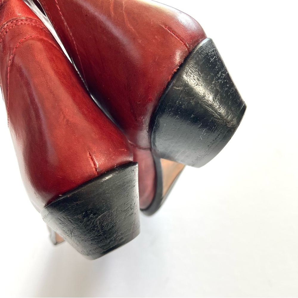 Gianni Red Genuine Leather Cowboy Boots Calf Height - Picture 5 of 7